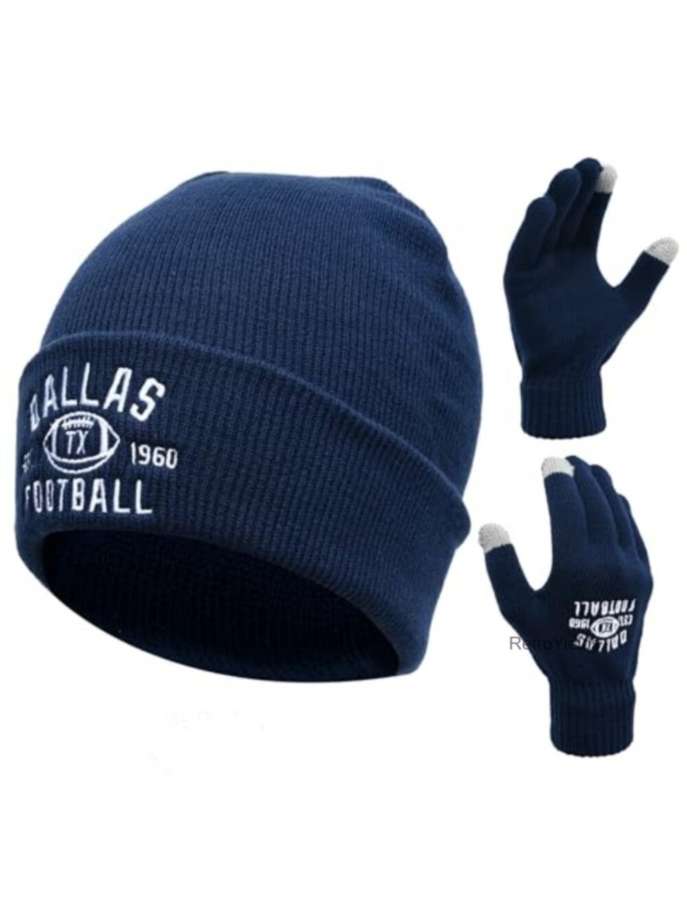 Unisex Knit Skull Cap Beanie with Touchscreen Gloves